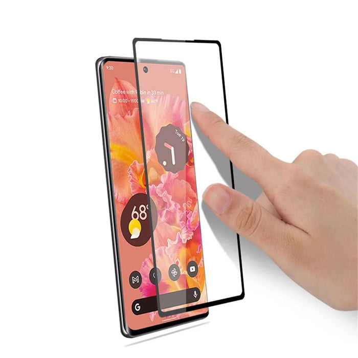 MOCOLO Silk Printing Full Adhesive Glue Full Coverage HD Clear 9H Tempered Glass Screen Guard for Google Pixel 6 - Black - 4