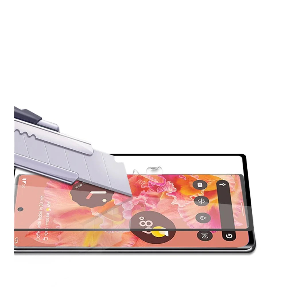 MOCOLO Silk Printing Full Adhesive Glue Full Coverage HD Clear 9H Tempered Glass Screen Guard for Google Pixel 6 - Black - 6