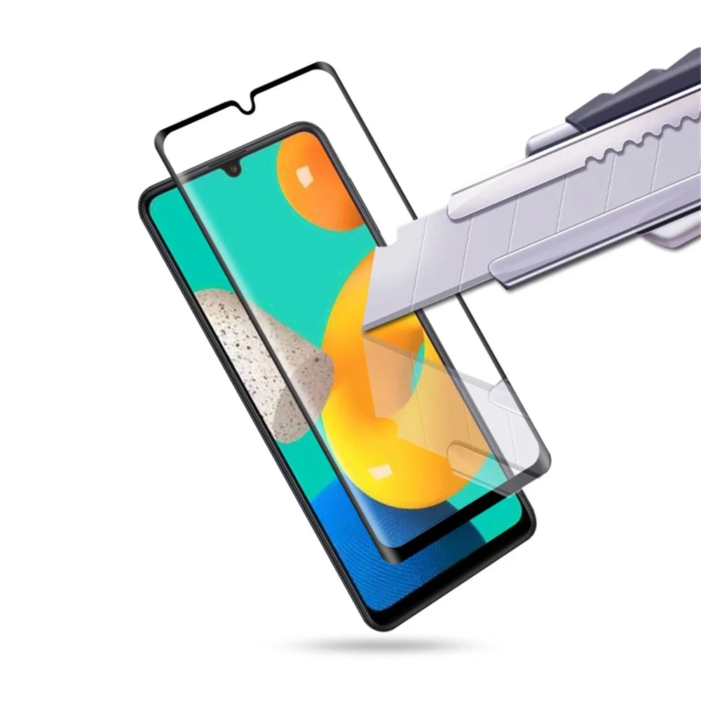 MOCOLO 9H Anti-Scratch HD Clear Full Coverage Full Glue Silk Printing Tempered Glass Screen Protector for Samsung Galaxy M32 (Global Version) - Black - 3