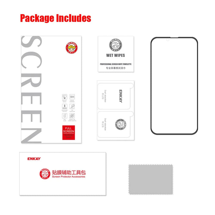 HAT PRINCE Full Coverage Full Glue HD Clear 9H Hardness Tempered Glass Screen Protector for iPhone 13 / 13 Pro / 14 - 6