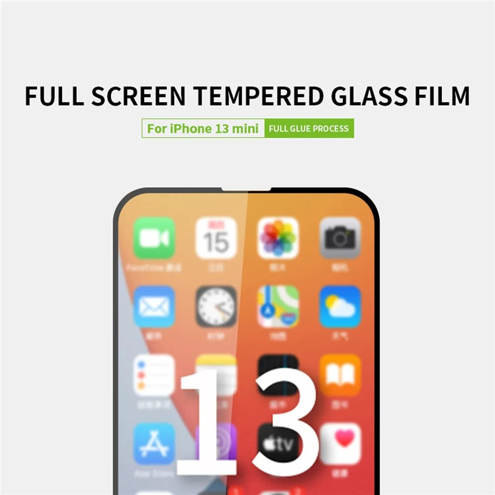 PINWUYO Full Coverage Full Glue 2.5D 9H Anti-Fingerprint Anti-explosion Tempered Glass Protector for iPhone 13 mini 5.4 inch - 2
