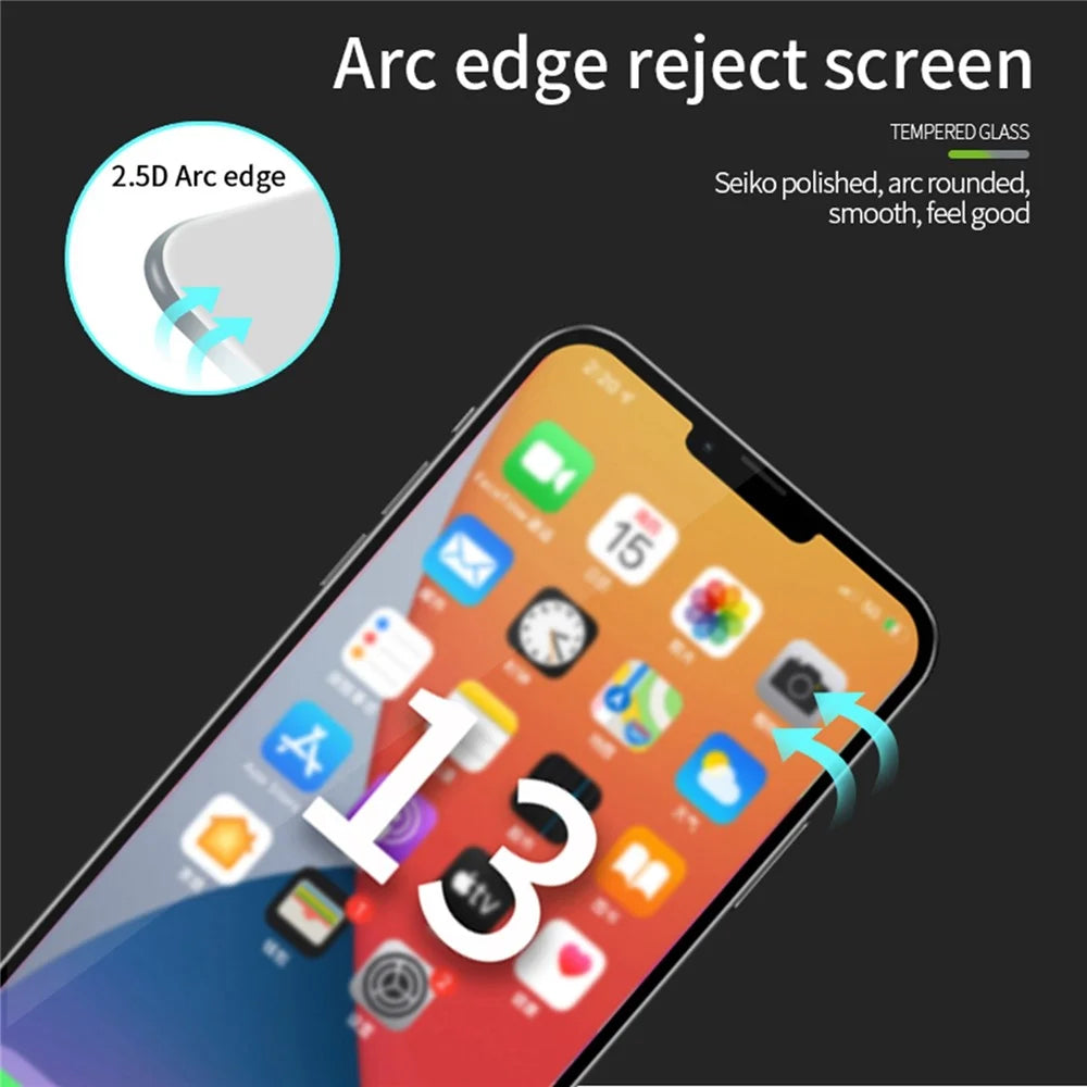 PINWUYO Full Coverage Full Glue 2.5D 9H Anti-Fingerprint Anti-explosion Tempered Glass Protector for iPhone 13 mini 5.4 inch - 5