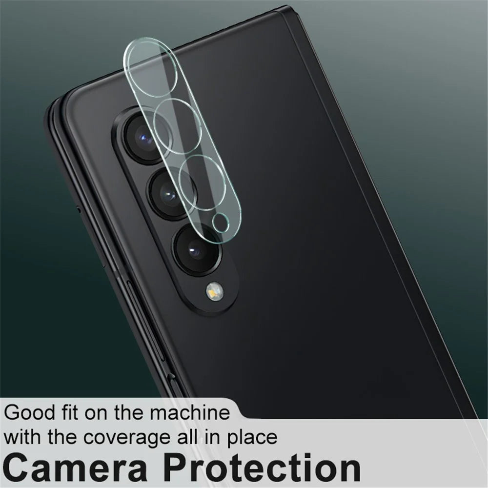 IMAK Anti-Scratch High Definition Tempered Glass Camera Lens Protector + Acrylic Lens Cap for Samsung Galaxy Z Fold3 5G - 3