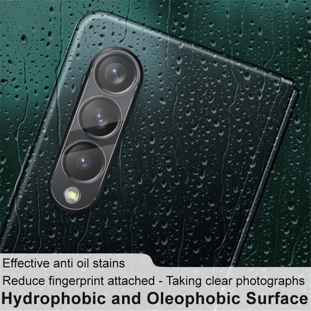IMAK Anti-Scratch High Definition Tempered Glass Camera Lens Protector + Acrylic Lens Cap for Samsung Galaxy Z Fold3 5G - 4