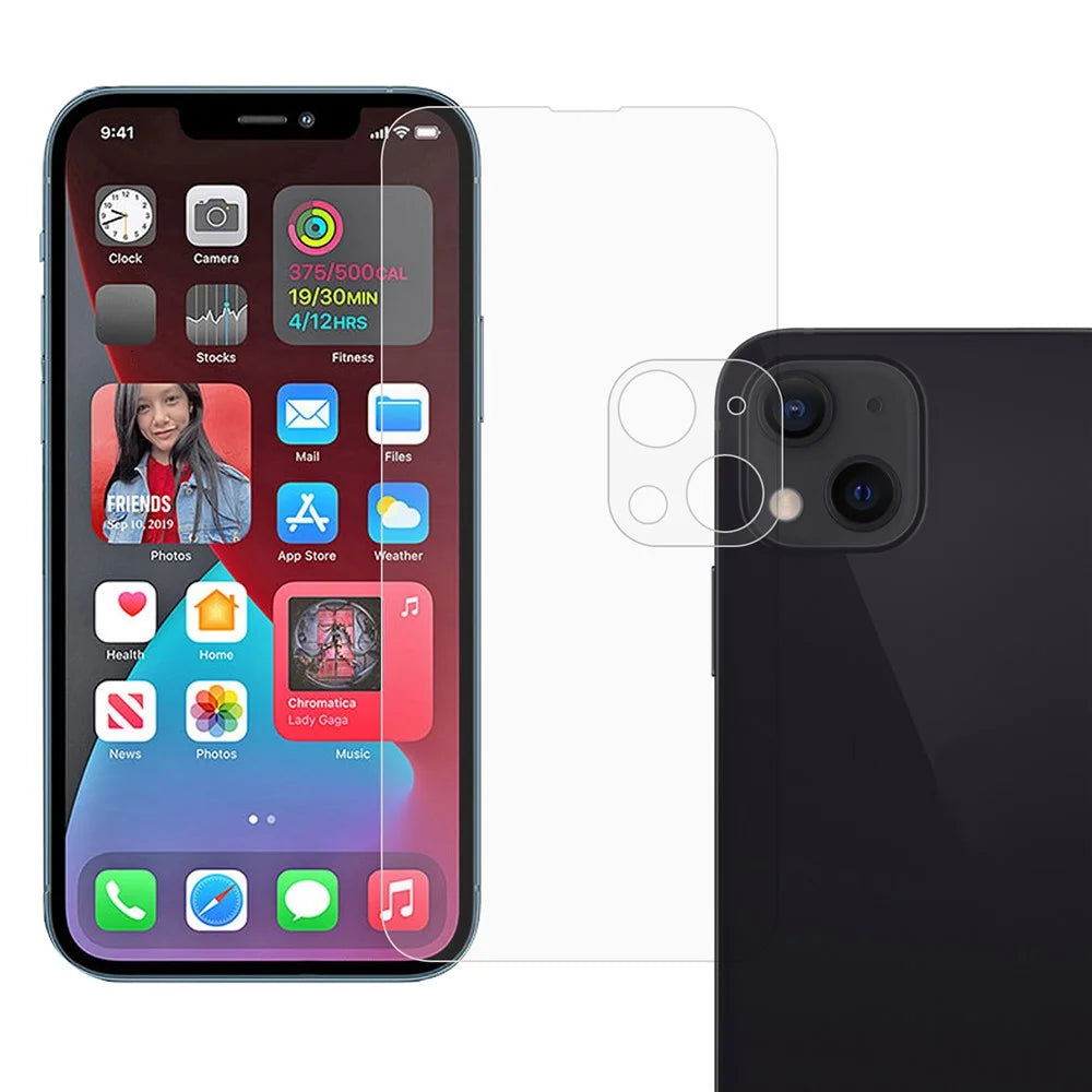 Anti-Scratch 9H Hardness 2.5D Edge Tempered Glass Screen Protector + Back Camera Lens Protector for iPhone 13 mini 5.4 inch - 1