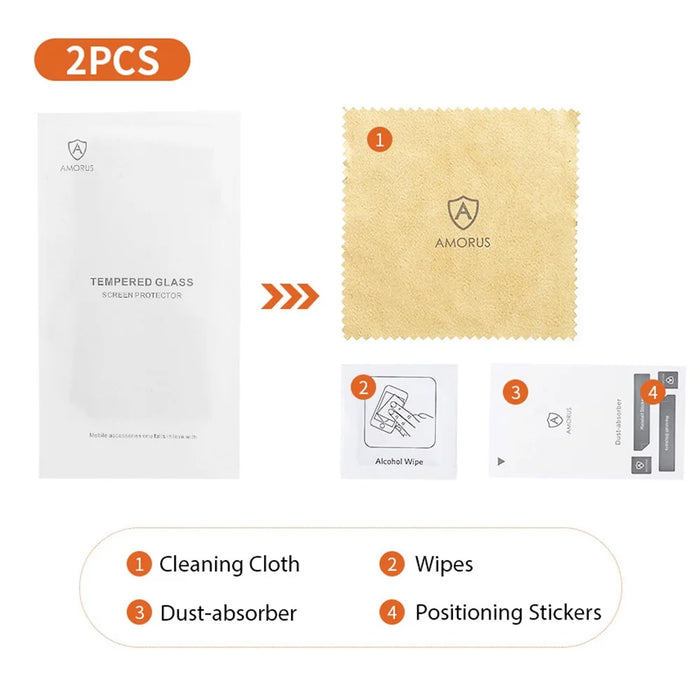 AMORUS 2Pcs / Set Ultra Clear Full Glue Tempered Glass Screen Protector Films for iPhone 13 / 13 Pro / 14 - 7