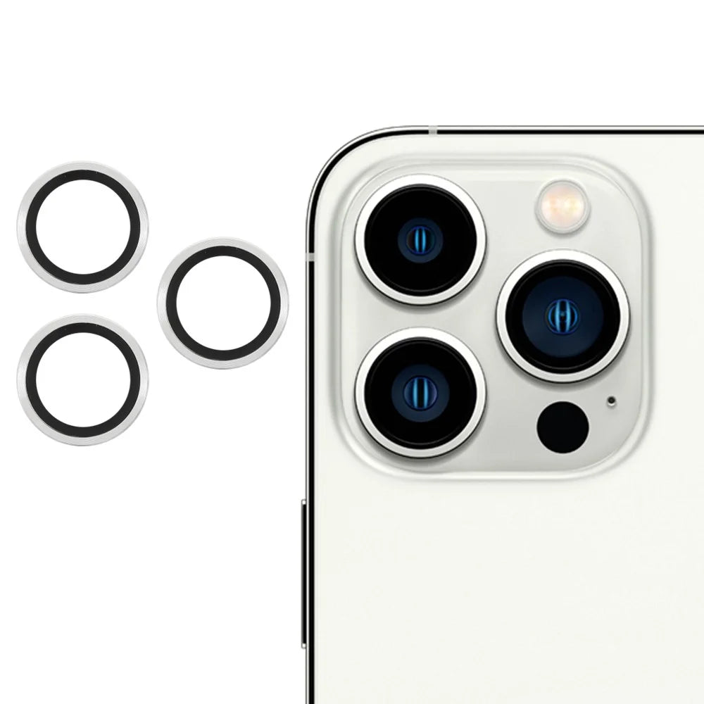 3pcs/Set Ultra Clear Monochrome AGC Glass Camera Lens Film Guard for iPhone 13 Pro 6.1 inch/13 Pro Max 6.7 inch - Silver - 1