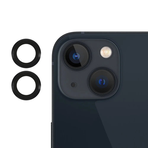 2pcs/Set Monochrome Design AGC Glass Camera Lens Protector Film Guard for iPhone 13/13 mini - Black - 1