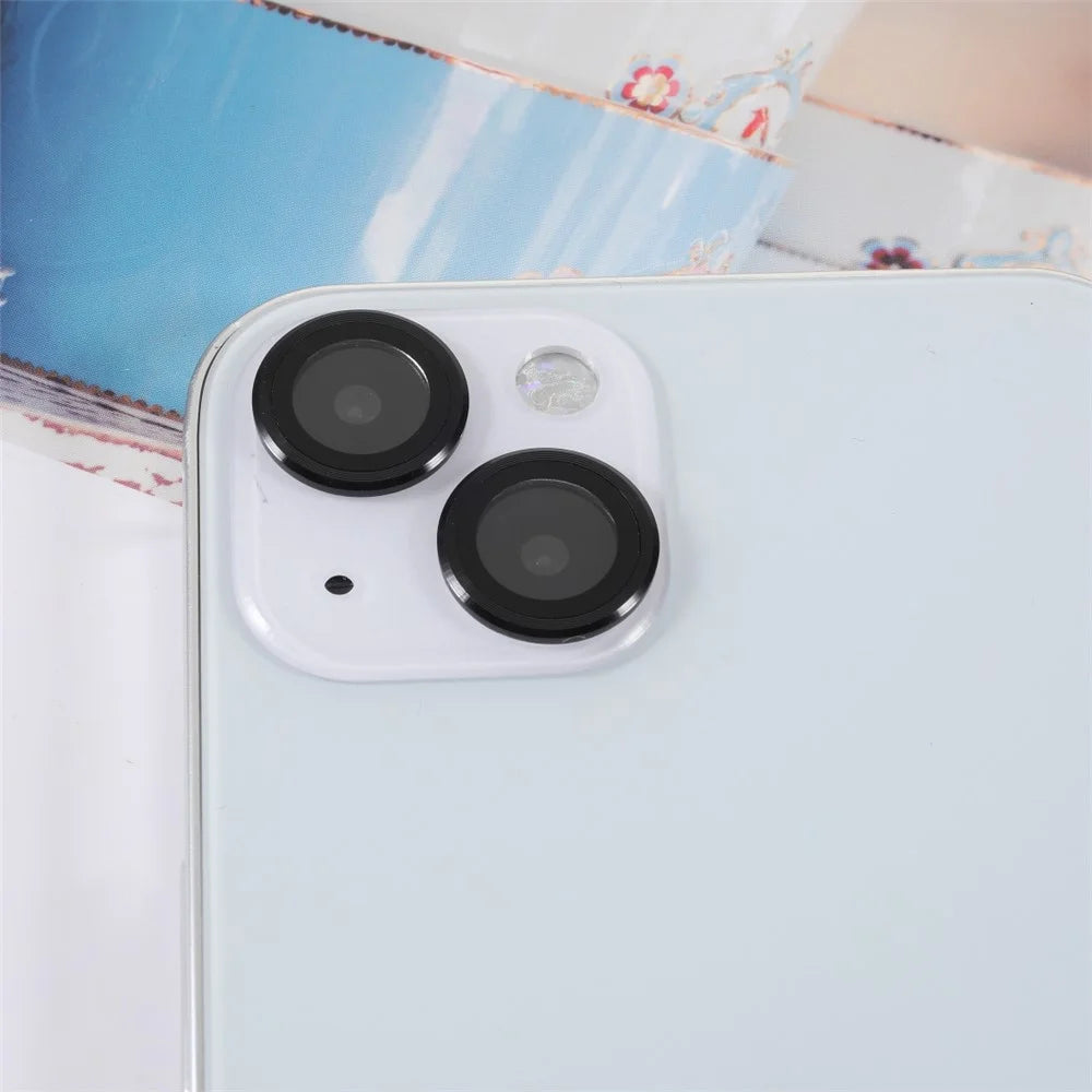 2pcs/Set Monochrome Design AGC Glass Camera Lens Protector Film Guard for iPhone 13/13 mini - Black - 4