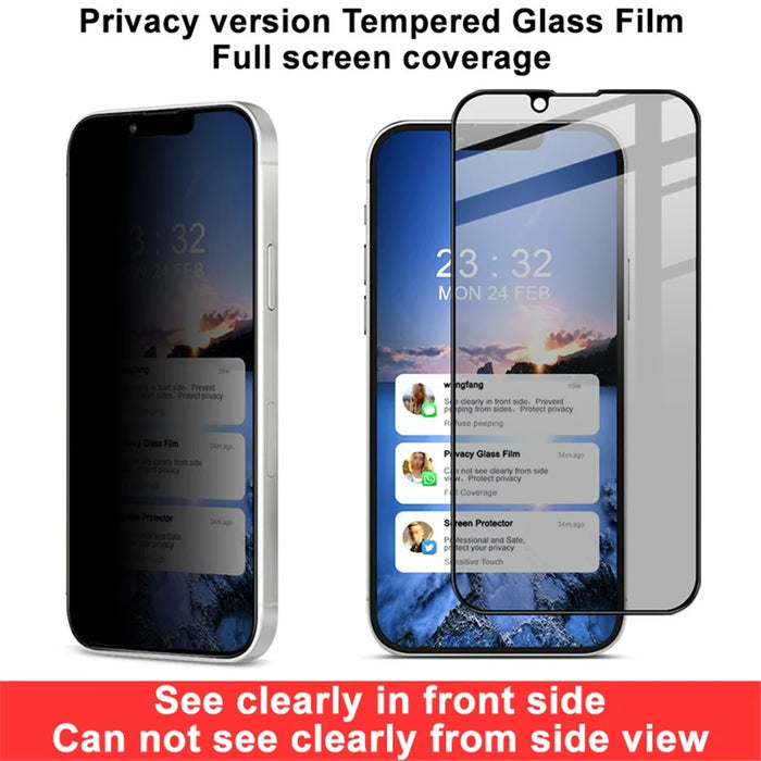 IMAK Full Coverage 9H High-Grade Anti-peep Clear Tempered Glass Protective Film for iPhone 13 / 13 Pro / 14 - 5