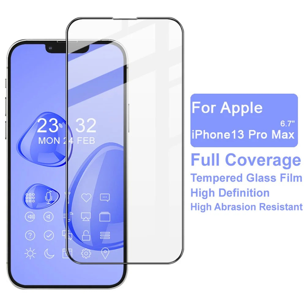IMAK Pro+ Smooth Clear Abrasion Resistant Full Coverage Full Glue HD Clear AGC Tempered Glass Screen Protector for iPhone 13 Pro Max / 14 Plus - 3
