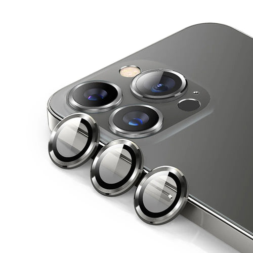 ENKAY HAT PRINCE HD Clear 9H Tempered Glass Aluminum Alloy Rear Camera Lens Ring Cover Protector (3Pcs / Group) for iPhone 13 Pro / 13 Pro Max - Graphite - 1