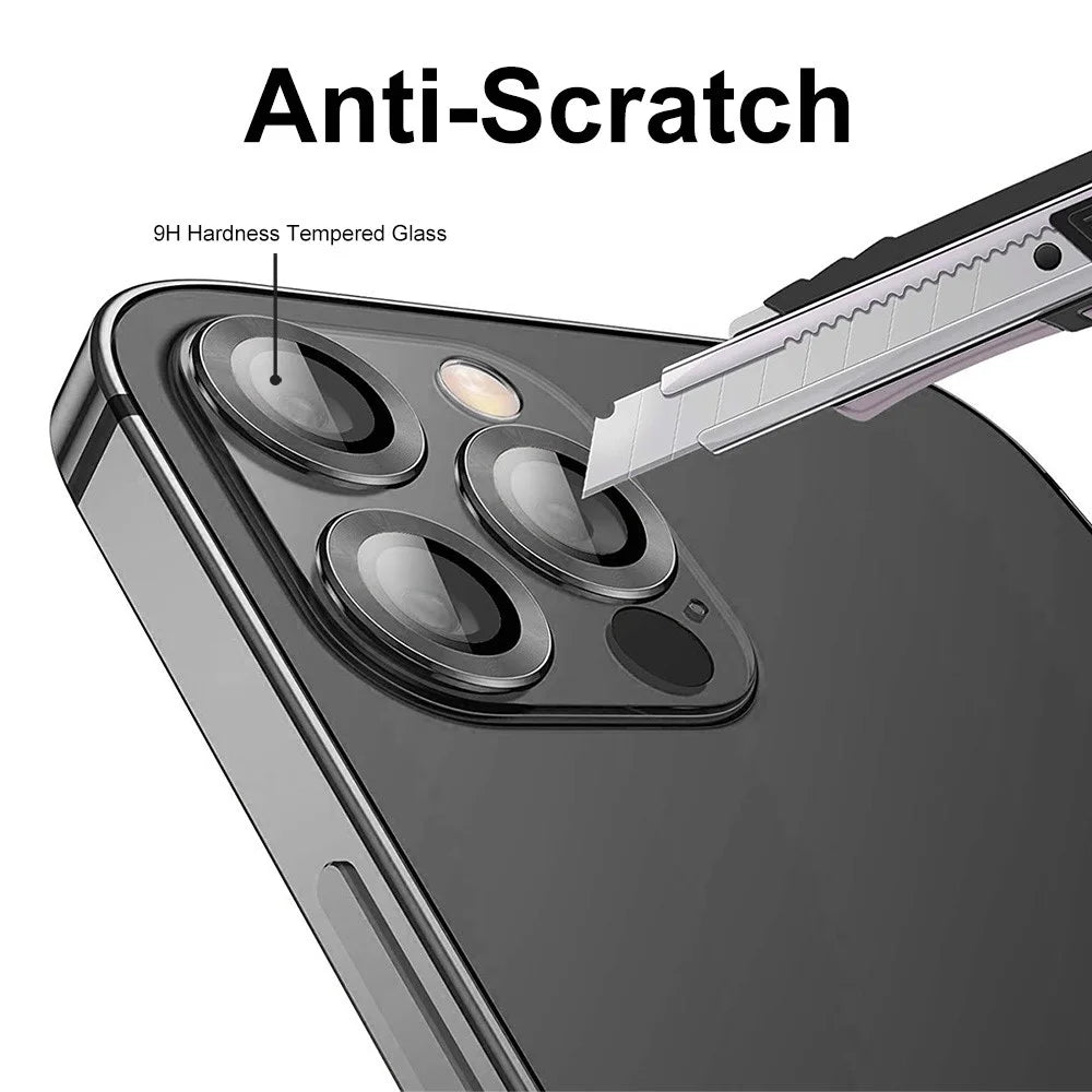 ENKAY HAT PRINCE HD Clear 9H Tempered Glass Aluminum Alloy Rear Camera Lens Ring Cover Protector (3Pcs / Group) for iPhone 13 Pro / 13 Pro Max - Graphite - 3