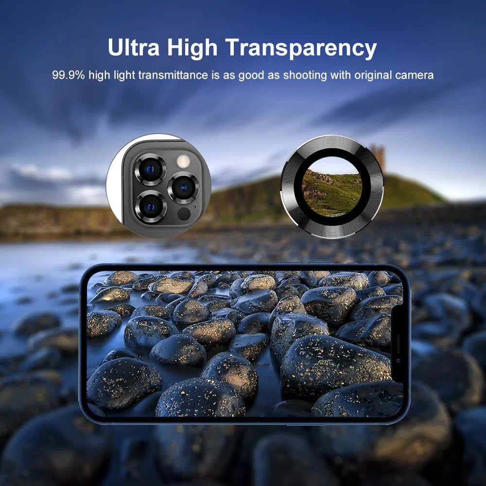 ENKAY HAT PRINCE HD Clear 9H Tempered Glass Aluminum Alloy Rear Camera Lens Ring Cover Protector (3Pcs / Group) for iPhone 13 Pro / 13 Pro Max - Graphite - 5