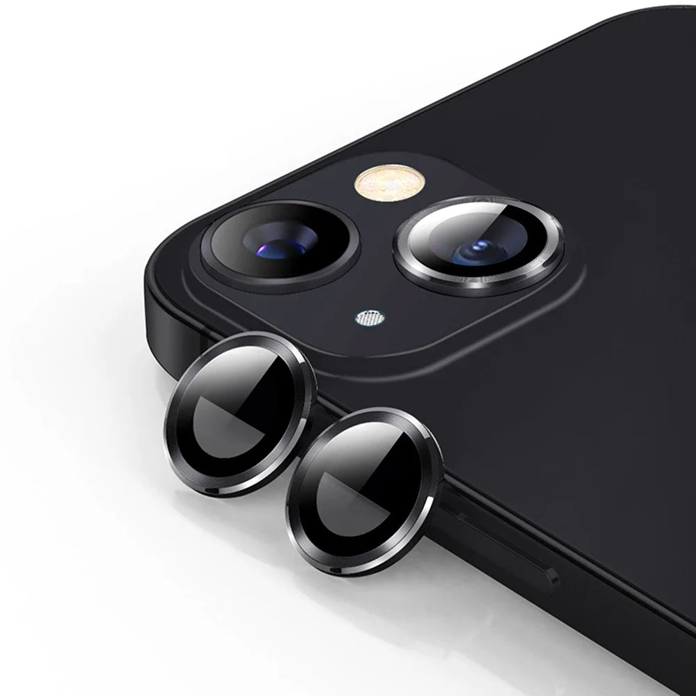 ENKAY HAT PRINCE HD Anti-Scratch 9H Tempered Glass Back Camera Lens Protector with Aluminum Alloy Trim (2Pcs/Group) for iPhone 13 / 13 mini - Graphite - 1
