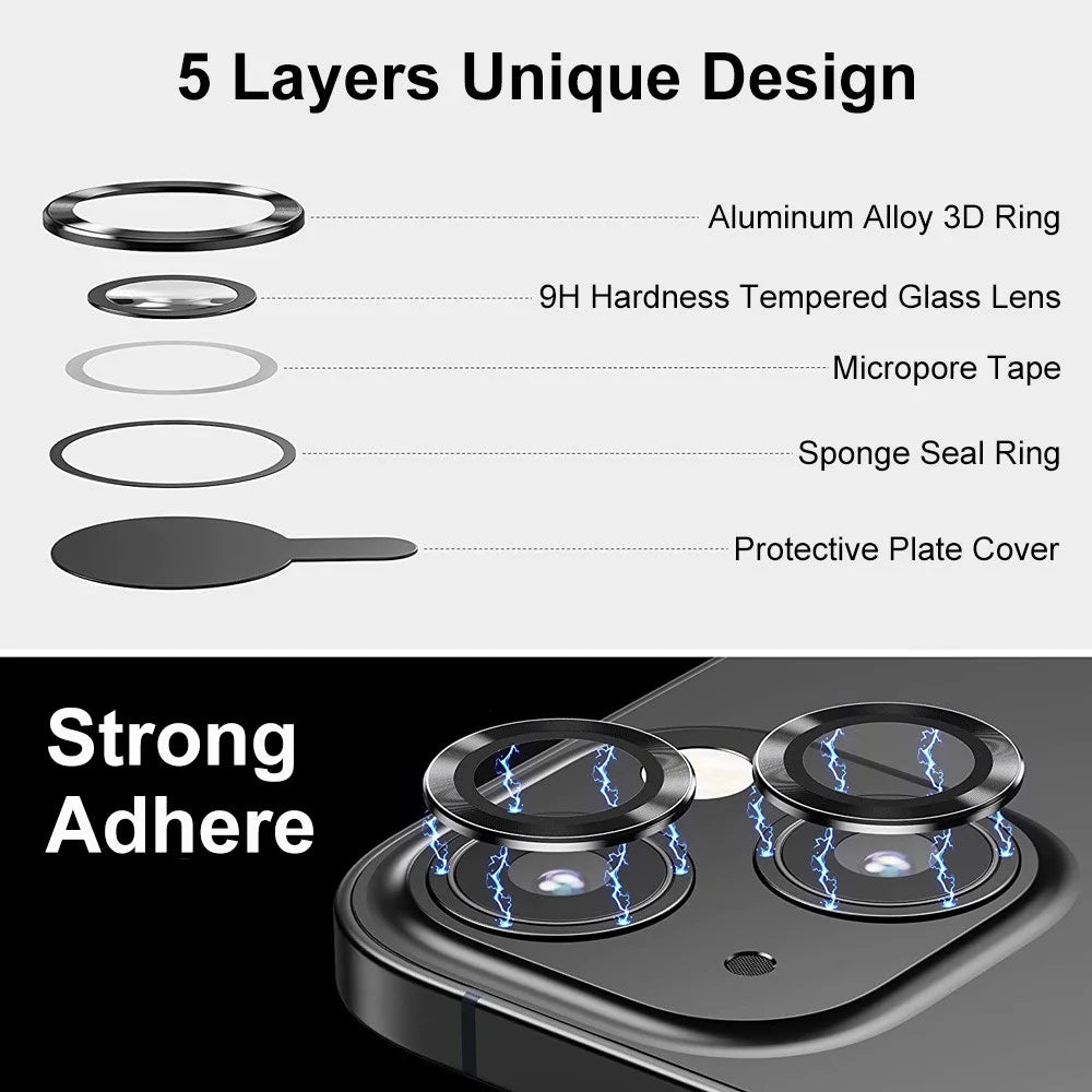 ENKAY HAT PRINCE HD Anti-Scratch 9H Tempered Glass Back Camera Lens Protector with Aluminum Alloy Trim (2Pcs/Group) for iPhone 13 / 13 mini - Graphite - 2