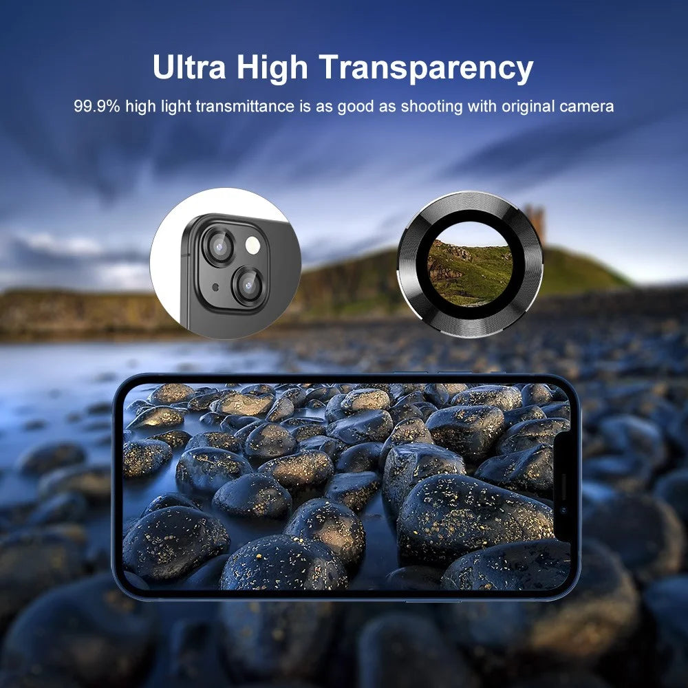 ENKAY HAT PRINCE HD Anti-Scratch 9H Tempered Glass Back Camera Lens Protector with Aluminum Alloy Trim (2Pcs/Group) for iPhone 13 / 13 mini - Graphite - 4