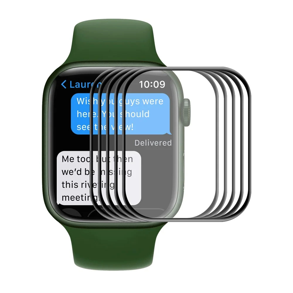 ENKAY HAT PRINCE 5Pcs / Set 3D Curved Hot Bending Full Coverage PET Screen Protector for Apple Watch Series 9 / 8 / 7 45mm - Black - 1