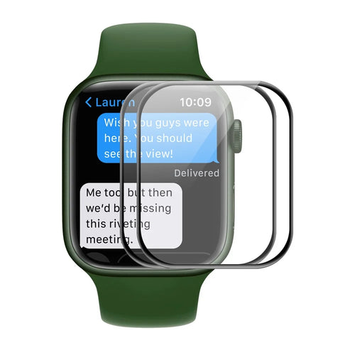 ENKAY HAT PRINCE for Apple Watch Series 9 / 8 / 7 41mm 2Pcs / Set 3D Curved Hot Bending Full Coverage HD Clear Ultra-Thin Screen Protector Soft PET Film - Black - 1