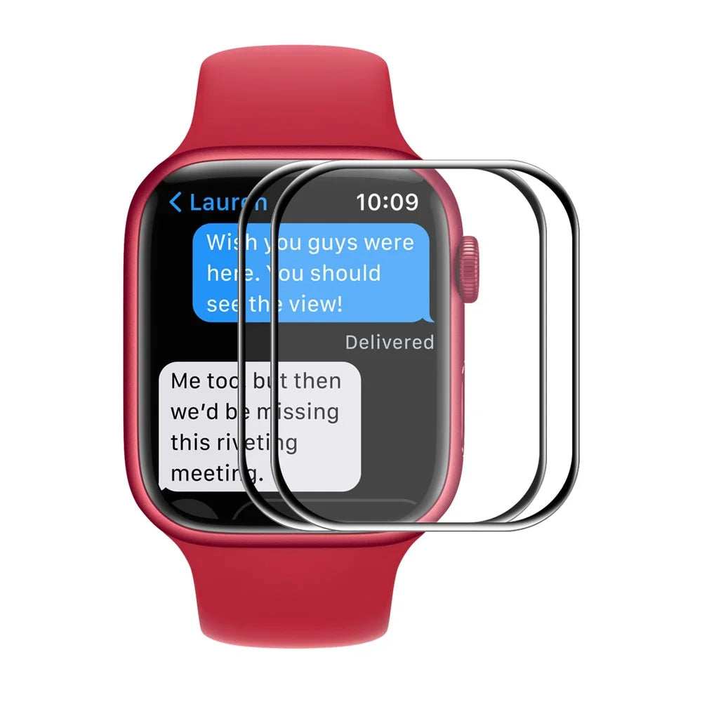 ENKAY HAT PRINCE 2Pcs/Set Anti-Scratch 3D Curved Edge Soft PC Edge + PMMA Full Coverage Tempered Glass Screen Protector for Apple Watch Series 7 45mm - 1
