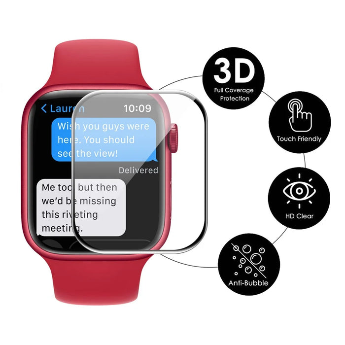 ENKAY HAT PRINCE 5Pcs/Set 3D Curved Soft PC Edge + PMMA Full Coverage Tempered Glass Screen Protector Film for Apple Watch Series 7 45mm - 2