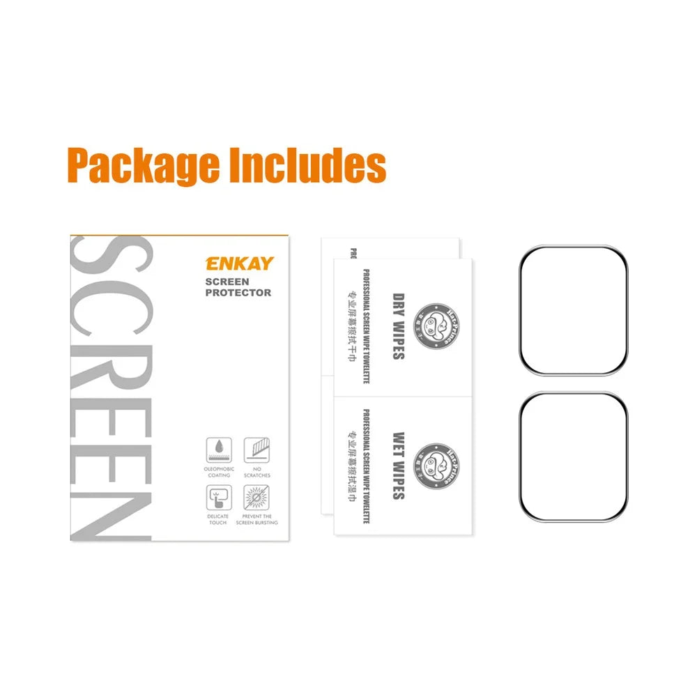 ENKAY HAT PRINCE 2Pcs/Set Full Coverage 3D Curved Soft PC Edge + PMMA Anti-Scratch Tempered Glass Screen Protector Film for Apple Watch Series 7 41mm - 7