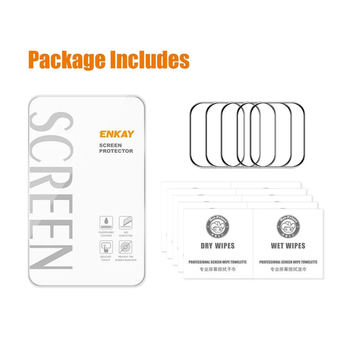 ENKAY HAT PRINCE 5Pcs/Set 3D Curved Soft PC Edge + PMMA Full Coverage Clear Film Tempered Glass Screen Protector for Apple Watch Series 7 41mm - 7