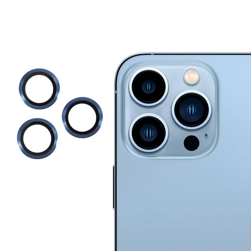 RURIHAI Metal Frame Tempered Glass Camera Lens Cover Film for iPhone 13 Pro Max 6.7 inch / iPhone 13 Pro 6.1 inch - Blue - 1