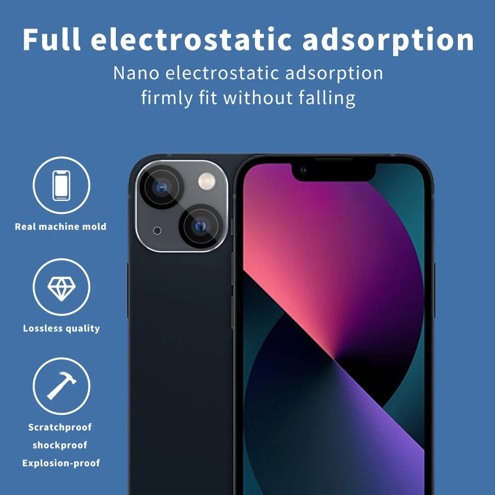 Anti-scratch Black Silk Printing Tempered Glass Camera Lens Guard Films Protector for iPhone 13 6.1 inch - 5