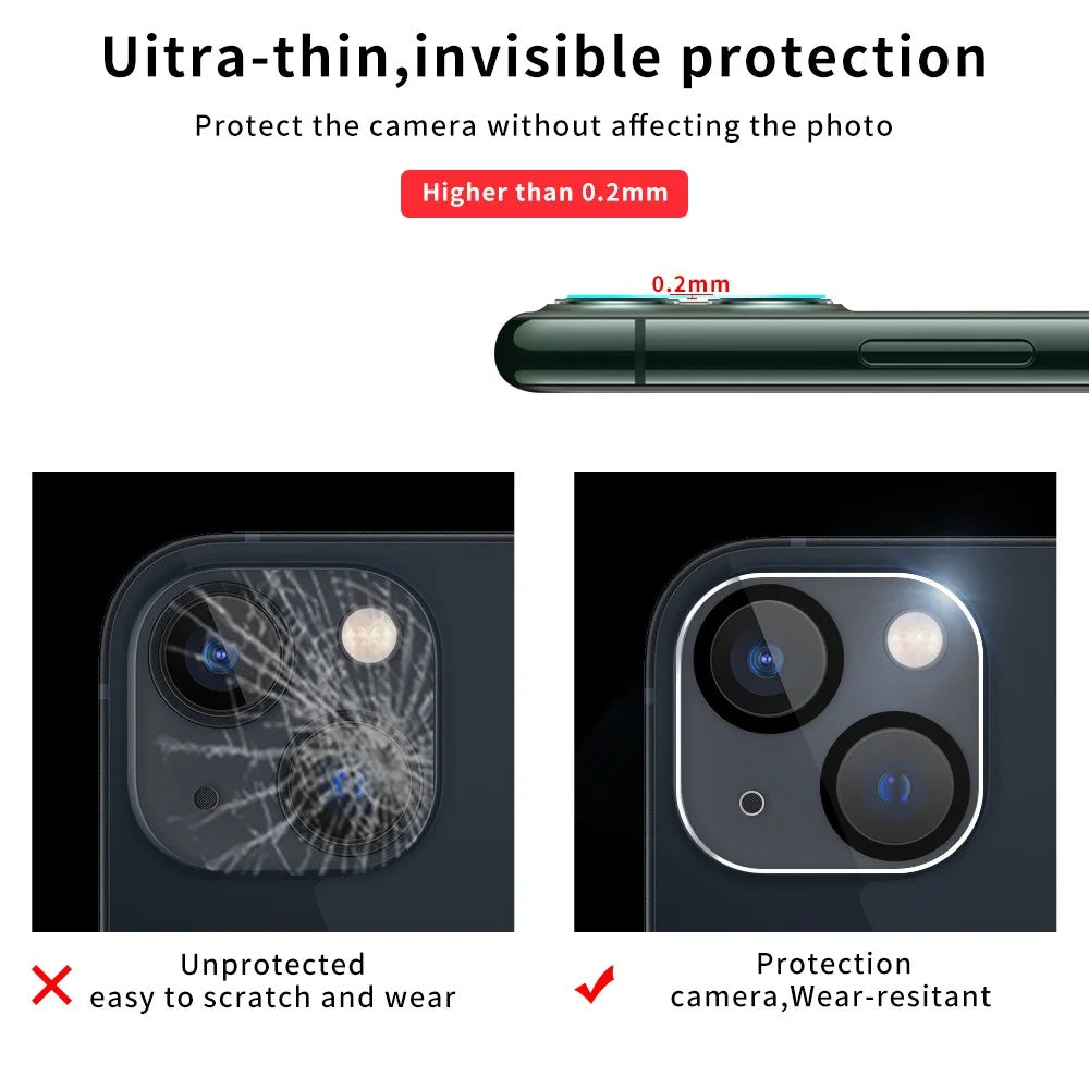 Anti-scratch Black Silk Printing Tempered Glass Camera Lens Guard Films Protector for iPhone 13 6.1 inch - 6