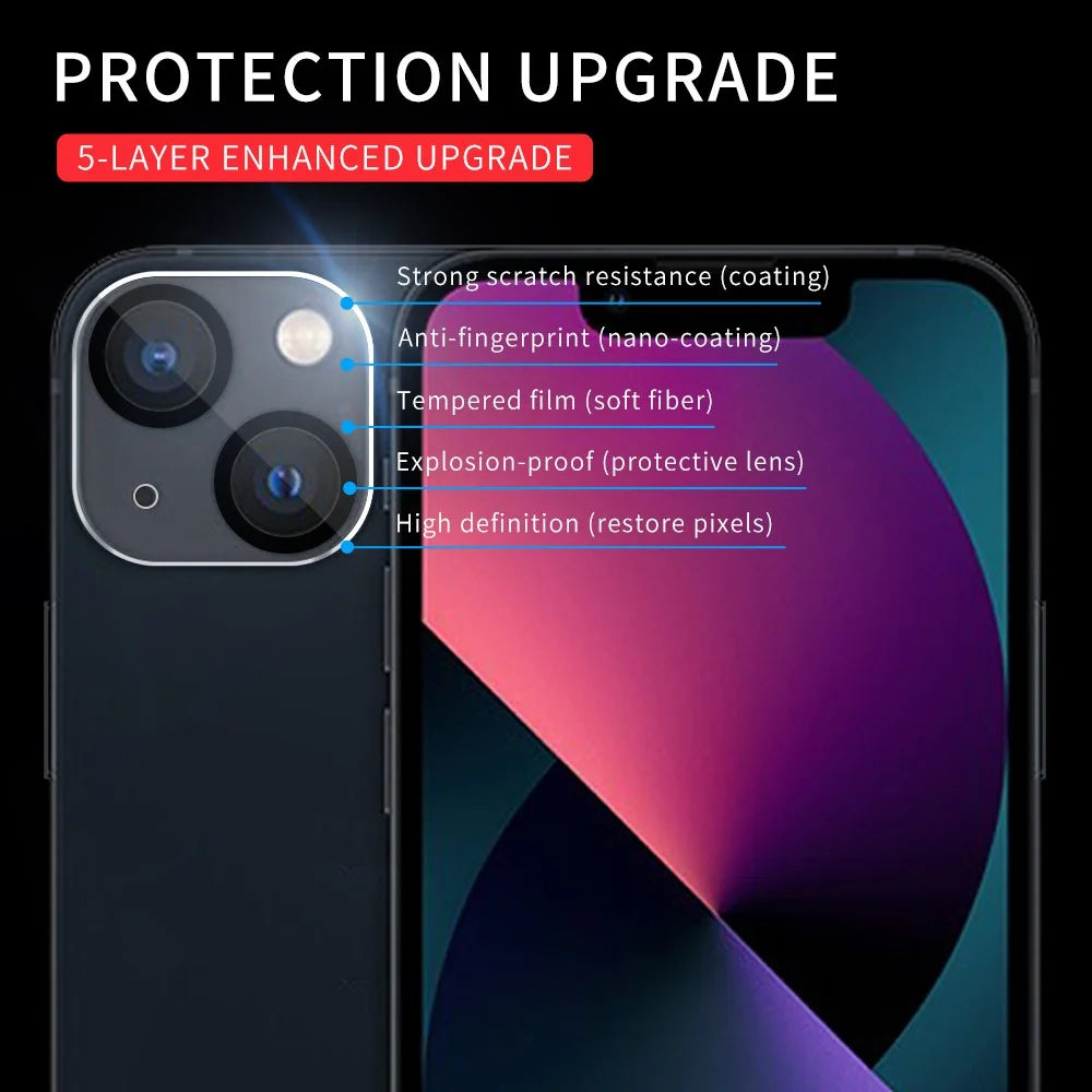 Anti-scratch Black Silk Printing Tempered Glass Camera Lens Guard Films Protector for iPhone 13 6.1 inch - 7