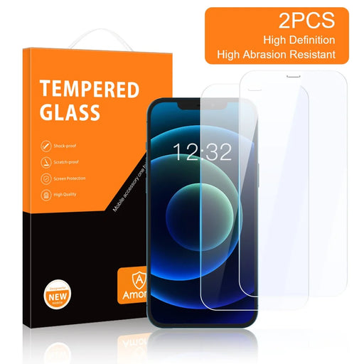 AMORUS 2Pcs/Set Full Glue Anti-Scratch HD Clear Tempered Glass Screen Protector for iPhone 12 Pro Max 6.7 inch - 2