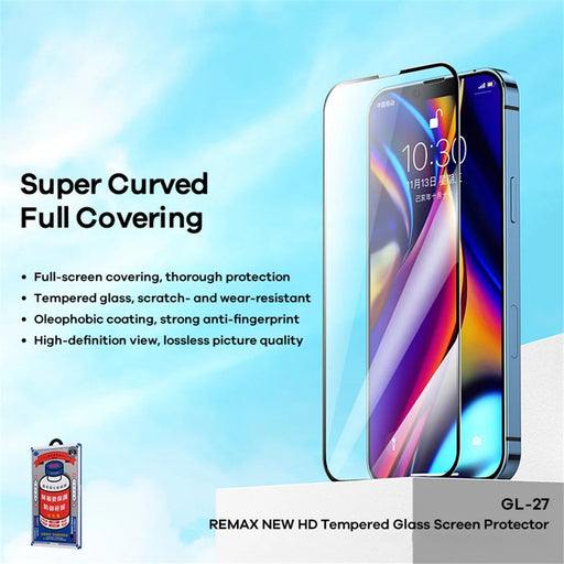 REMAX Wear-Resistant Anti-Explosion Full Glue Full Screen Coverage Curved Tempered Glass Screen Protector for iPhone 13 mini 5.4 inch - 2
