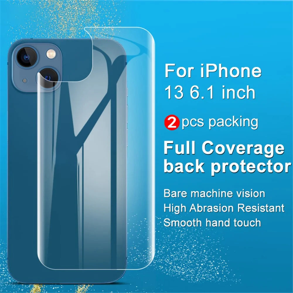 For iPhone 13 / 13 Pro / 14 IMAK 2Pcs / Set HD Transparent  Hydrogel Protective Film III Full Coverage Soft TPU Back Protector - 3