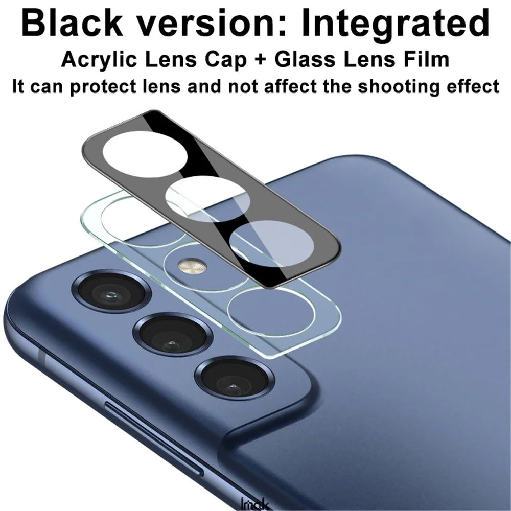 IMAK Scratch-resistant Tempered Glass Back Camera Lens Cover Film Frame Protector (Black Version) for Samsung Galaxy S21 FE 5G - 5