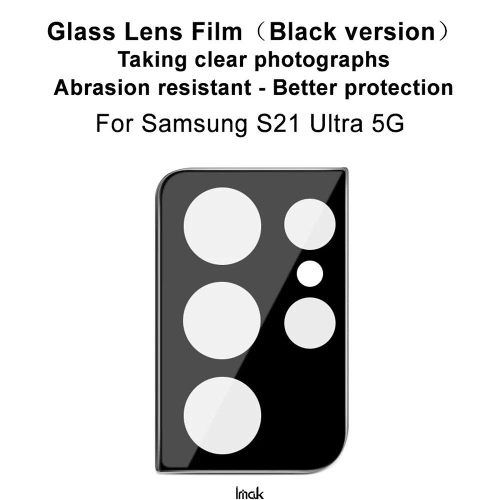 IMAK Full Coverage Scratch-resistant Tempered Glass Camera Lens Film Protector (Black Version) for Samsung Galaxy S21 Ultra 5G - 3