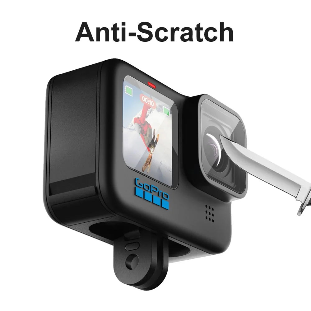 ENKAY HAT PRINCE 2Pcs/Set Anti-Scratch HD Tempered Glass Screen Protector + Tempered Glass Lens Protector + Tempered Glass Front LCD Display Film for GoPro Hero 10 - 5