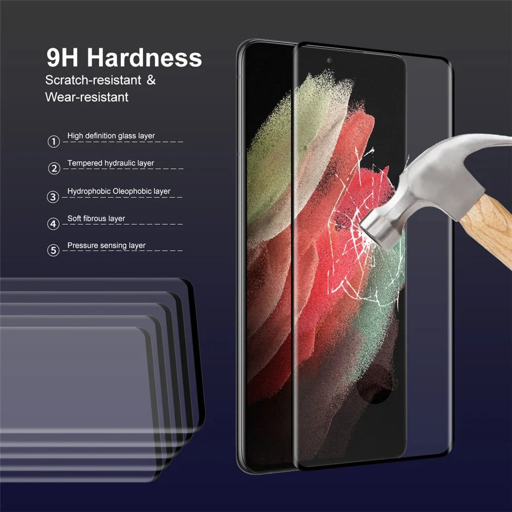 ENKAY HAT PRINCE 5Pcs/Set 0.26mm Full Coverage Full Glue 9H Hardness HD Clear 3D Curved Edge Hot Bending Tempered Glass Screen Protector for Samsung Galaxy S21 Ultra 5G (Support for Fingerprint Unlocking) - 4