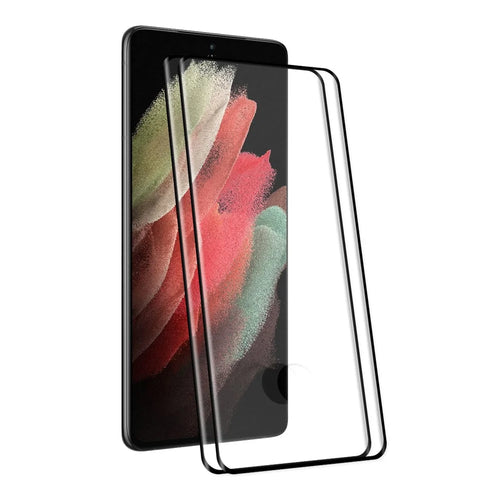 HAT PRINCE 2Pcs/Set Ultra HD Full Screen Full Glue 0.26mm 9H Hardness 3D Curved Edge Hot Bending Tempered Glass Protective Film for Samsung Galaxy S21 Ultra 5G (Support for Fingerprint Unlocking) - 1