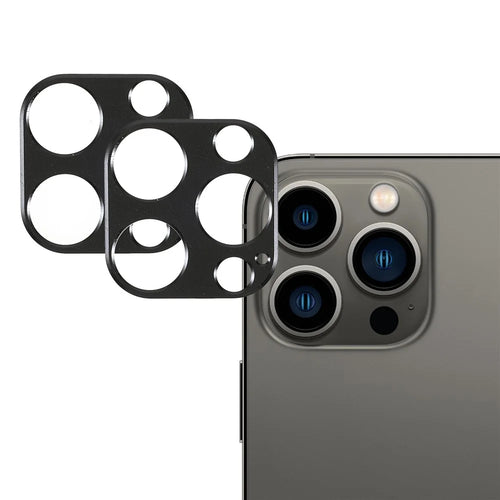 2Pcs/Set Aluminum Alloy Precise Cutout Anti-scratch Camera Lens Protectors for iPhone 13 Pro 6.1 inch/13 Pro Max 6.7 inch - Black - 1