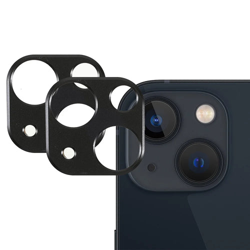 2Pcs/Set Aluminum Alloy Wear-resistant Precise Cutout Durable Camera Lens Protectors for iPhone 13 6.1 inch/13 mini 5.4 inch - Black - 1