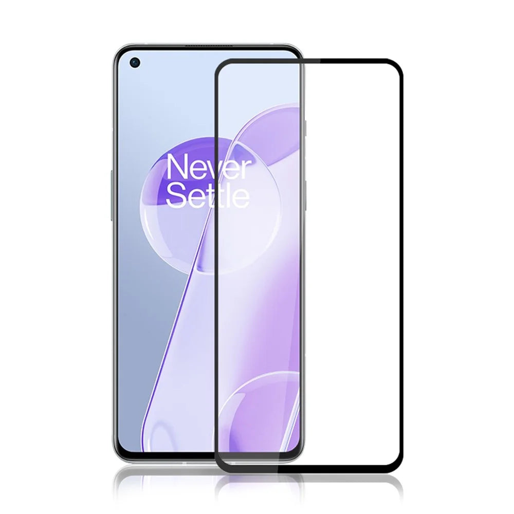 MOCOLO Silk Print Full Glue Anti-oil Waterproof Ultra Clear Tempered Glass Full Screen Protector Film for OnePlus 9RT 5G - Black - 1