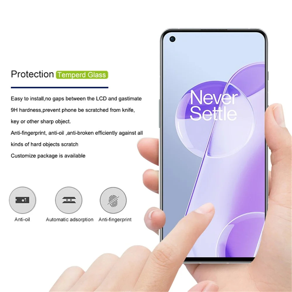 MOCOLO Silk Print Full Glue Anti-oil Waterproof Ultra Clear Tempered Glass Full Screen Protector Film for OnePlus 9RT 5G - Black - 2