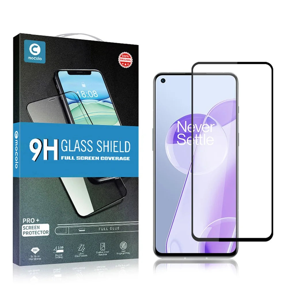 MOCOLO Silk Print Full Glue Anti-oil Waterproof Ultra Clear Tempered Glass Full Screen Protector Film for OnePlus 9RT 5G - Black - 6