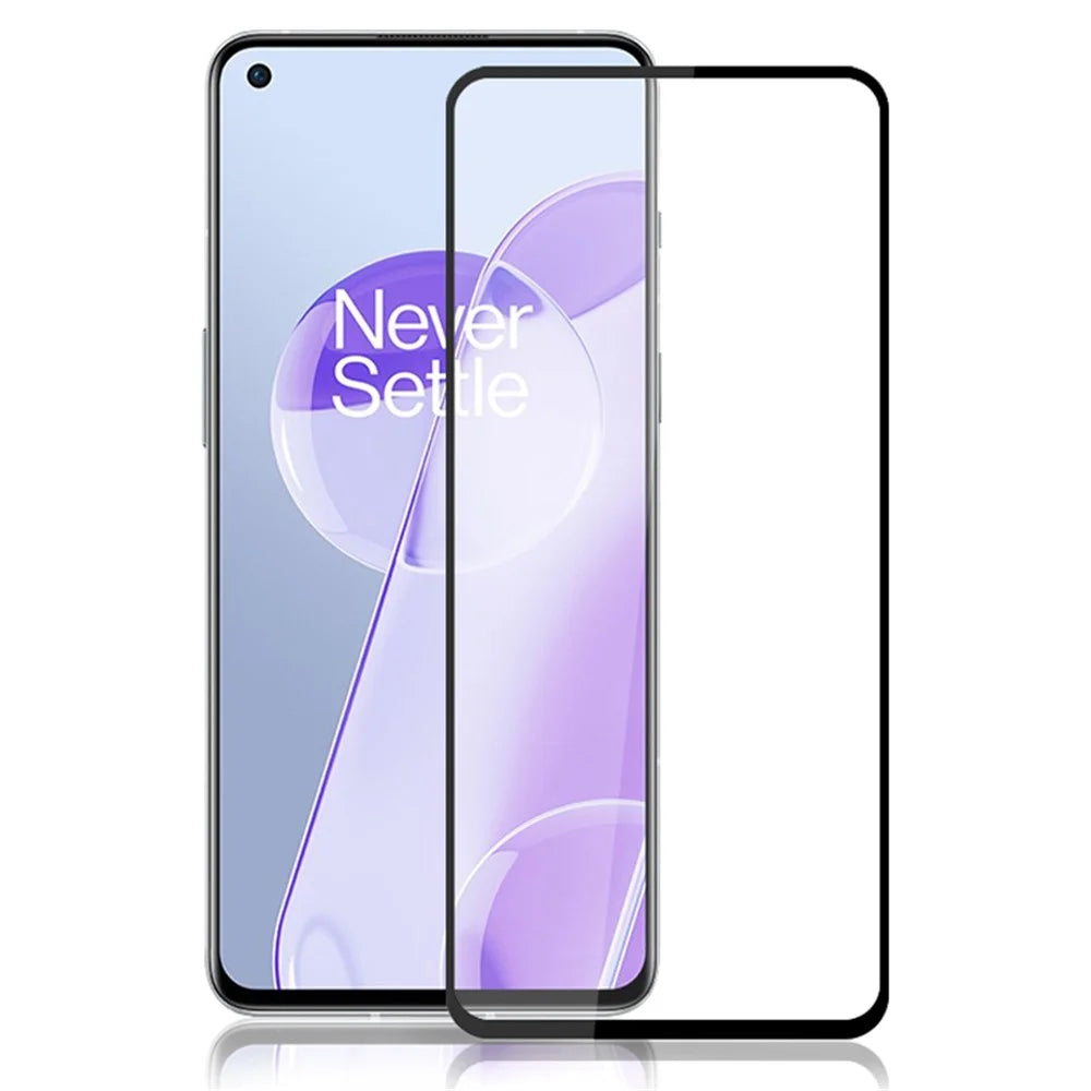 AMORUS Full Glue Silk Printing Secondary Hardening HD Full Screen Tempered Glass Film for OnePlus 9RT 5G - Black - 1