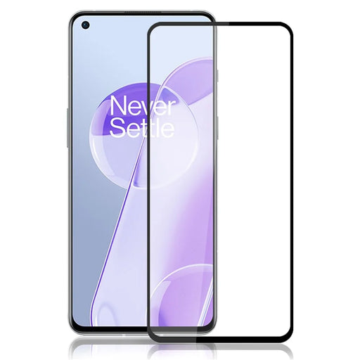 AMORUS Full Glue Silk Printing Secondary Hardening HD Full Screen Tempered Glass Film for OnePlus 9RT 5G - Black - 1