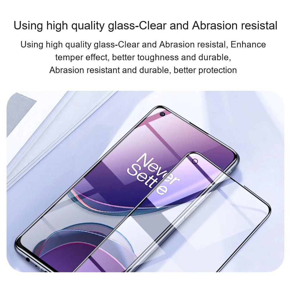 AMORUS Full Glue Silk Printing Secondary Hardening HD Full Screen Tempered Glass Film for OnePlus 9RT 5G - Black - 7