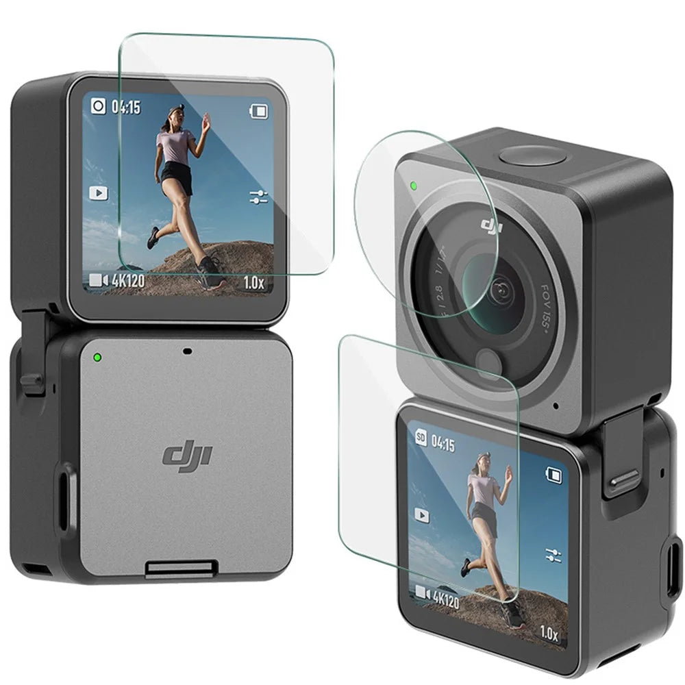 IMAK 1 Set Tempered Glass Explosion-proof Camera Front Screen + Rear Screen + Lens Protector Film Cover Kit for DJI Action 2 - 7