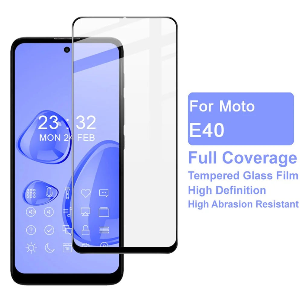 IMAK Pro+ Series Abrasion-resistant Anti-stains Ultra Clear Full Coverage Full Glue 9H AGC Glass Tempered Glass Film for Motorola Moto E40 - 3