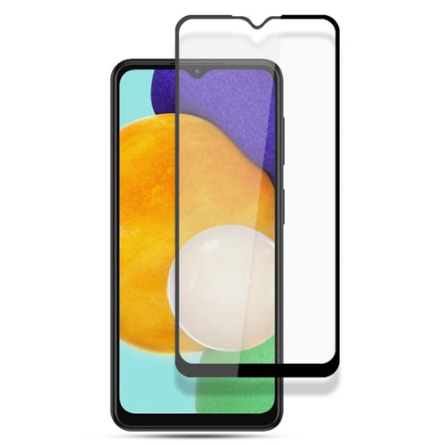 AMORUS Silk Printing Full Glue Secondary Hardening HD Clear Complete Covering Tempered Glass Film for	Samsung Galaxy A13 5G - Black - 1